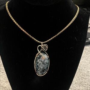 Hand Crafted Wire Wrapped Moss Agate Necklace